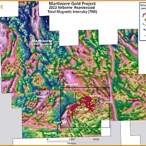 Martiniere Gold Property, Total Magnetic Survey (TMI) (Press Release June 8, 2023)